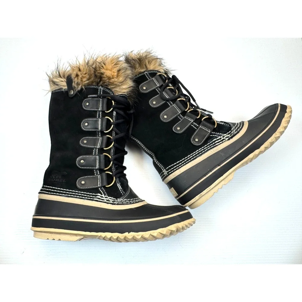 Sorel JOAN‎ OF ARCTIC Snow Boot Women 9 Waterproof Lace Up Leather Faux Fur trim